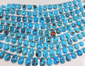 Cuentas de Turquesa Egipcia Natural Prince Mines en Forma de Pera, Cuentas de Piedras Preciosas Lisas en Forma de Lágrima para la Fabricación de Collares y Joyería - Product Image 4