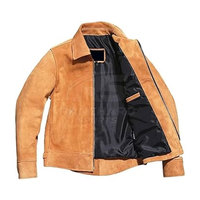 Jaket Kulit Sapi Suede Premium Pria Slim Fit Lembut Asli Kasual Musim Dingin Streetwear Klasik Fashion Outerwear Depan