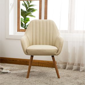 Fauteuil d'appoint contemporain Tuchico en tissu beige pour salon - Product Image 2