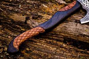 Custom Hand Forged Viking Axe | High Carbon Steel Blade, Valhalla Axe Wood Handle Survival <b>Tool</b> With <b>Leather</b> Cover - Product Image 3