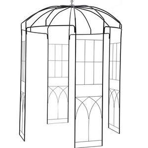 Arche de jardin en fer forgé robuste en forme de cage à oiseaux, 9 po de haut x 6,6 po de large, pour arche de mariage, treillis et plantes grimpantes - Product Image 3