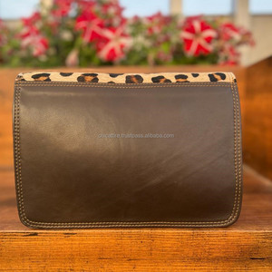 New Handcrafted Women Genuine Hair on Animal Print Recycled Leather Stubby Color <b>Handbag</b> Unique <b>Rainbow</b> Color Crossbody Bags - Product Image 5