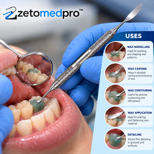 Instrumentos de cera quirúrgica dental tipo LeCron de acero inoxidable con acabado satinado ZetomedPro - Product Image 4