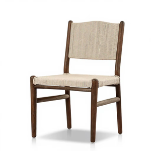 Silla de Comedor Moderna de Madera de Teca Sólida con Asiento y Respaldo de Ratán Sintético Tejido, Ligera y Ecológica para Mobiliario de Hostelería al por Mayor - Product Image 1