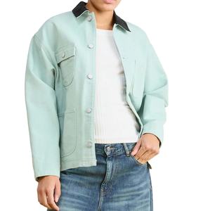 แจ็คเก็ตเดนิมสีมิ้นท์คุณภาพสูงแบบวินเทจสไตล์ดีทรอยต์สำหรับผู้ชาย ซิป แห้งเร็ว กันลม ระบายอากาศได้ดี - Product Image 1