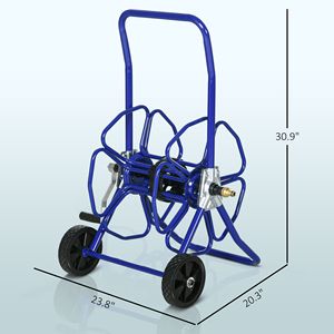 Carrello Avvolgitubo da Giardino Portatile Blu in PP, Porta Tubo Acqua Retrattile, Contiene fino a 30 Metri di Tubo da 15 mm (Tubo Non Incluso) - Product Image 3