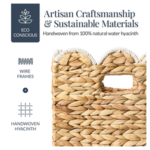 Panier de rangement festonné en jacinthe, vente chaude, fait main, naturel, écologique, organisateur de décoration intérieure, fabricant - Product Image 3