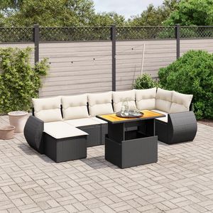 Ensemble de canapés de jardin en rotin PE noir avec accoudoirs réglables, ensembles de jardin standard - Product Image 1