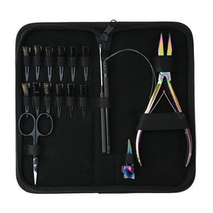 Kit d'outils pour extensions capillaires de salon : Micro-perles, Pince à sertir plate, Crochet de tirage, Ciseaux de coupe de cheveux, Anneau de séparation - Product Image 5