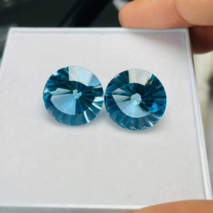 Par de topacios azules naturales, talla redonda, calidad AAA, con brillo AAA, perfectos para pendientes, hechos y pulidos con precisión a precio económico. - Product Image 4
