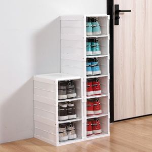 Organizzatore per Scarpe Impilabile a 6 Livelli in Plastica Bianca, Contenitori Pieghevoli per Sneaker, Portascarpe per Armadio - Product Image 5