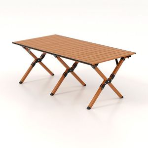 Tavolo da Campeggio Pieghevole in Alluminio con Pannello Effetto Legno per Uso Esterno e Officina - Product Image 4