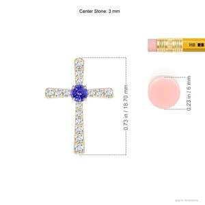 Customized 14k 18k <b>Solid</b> <b>Gold</b> 6MM 0.75Ctw Tanzanite With 1.37Ctw Multi Diamond Cross Charm <b>Pendant</b> for Men and Women Wholesaler - Product Image 2