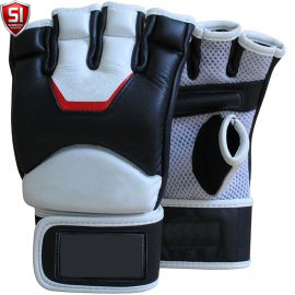 Guantes de Boxeo de Cuero Vacuno Blanco, Material PU, para Entrenamiento de Artes Marciales Mixtas (MMA), Cierre de Gancho y Bucle en los Dedos, Unisex, Logotipo Personalizado - Product Image 3