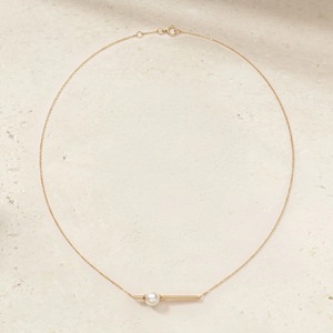 Collier minimaliste en or rose 9 carats avec perle d'eau douce pour femme, bijoux fins délicats, fabrication sur mesure OEM - Product Image 1
