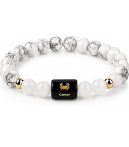 Bracelet en perles d'onyx du zodiaque Cancer avec accent plaqué or imitation perle, style classique unisexe, cadeau - Product Image 5