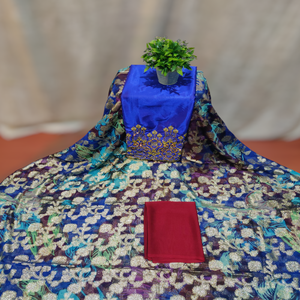 Nouvelle Robe Somalienne Luxueuse en Tissu Jacquard Mousseline Fransawi Dirac 2026 avec Motif Floral Argenté Scintillant et Intricat - Product Image 1