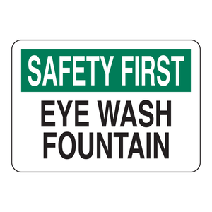 Panneau de signalisation murale Brady Safety First pour fontaine de lavage des yeux, vert/blanc, pour laboratoire - Product Image 1