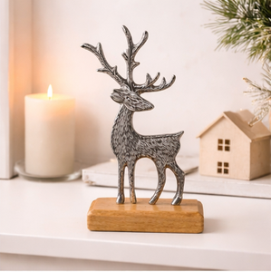 Luxury Nordic Style Silver Metal Reindeer Ornament Standing Deer Statue For Festive Mantel Decor And Seasonal <b>Christmas</b> Gifts - Product Image 5