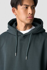 Sweat-shirt à capuche vert foncé pour homme, coupe classique, couleur unie, pull décontracté, 100% coton, tissu polaire respirant, tricoté, avec poche - Product Image 3