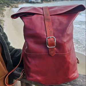 Sac à dos en cuir artisanal à rabat pour homme, sac à dos de voyage en cuir de vachette, sac pour ordinateur portable, marron vintage, designer LTBP-0116 - Product Image 1