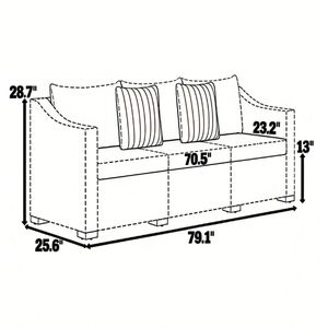 Sofá Doble Gris Claro para Exteriores, Juego de Jardín de 3 Niveles - Product Image 6
