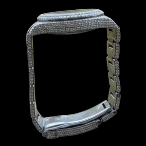 Reloj de Lujo de Edición Limitada de Calidad Estándar con Caja Cuadrada, Correa Plateada, Movimiento de Cuarzo, Diamante Moissanita y Esfera Rosa, Estilo Hip-Hop - Product Image 3