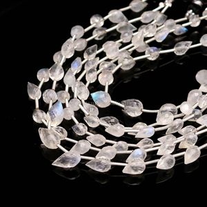 Natural Rainbow Moonstone Faceted Drop Beads 5MM 7MM Teardrop Moonstone Beads Wholesale Bulk 8 Inch Strand For Jewelry Making - Product Image 4