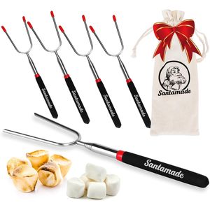 Set di 5 Bastoncini Telescopici Lunghi per Arrostire Marshmallow, per Griglia da Falò e Braciere, per Hot Dog e S'mores, Griglie da Campeggio Resistenti - Product Image 1