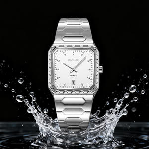 Montre de luxe à logo personnalisé, carrée, étanche, en acier inoxydable, vente en gros transfrontalière, montre pas chère, best-seller - Product Image 2