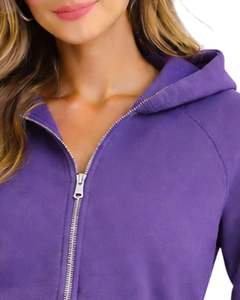 Sudadera con capucha corta para mujer, color morado, de algodón premium, corte ajustado, estilo casual, ropa de calle, chaqueta de moda para damas - Product Image 5