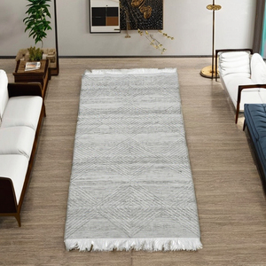 Alfombra Tufted de Alta Calidad, Diseño Geométrico Bordado, 100% Lana, Tejido Plano Antideslizante, Pelo Medio, Rectangular, Superventas - Product Image 1
