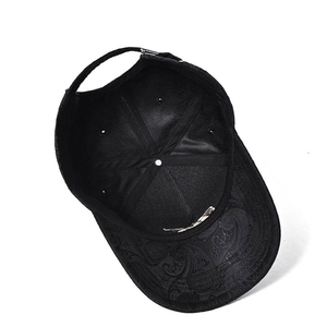 Casquette de baseball unisexe à 6 panneaux 100 % coton satiné noir avec logo KB brodé, ajustable, pour adultes, style décontracté - Product Image 6
