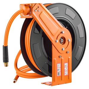 Avvolgitubo Ibrido Retrattile 1/2 x 50 FT per Aria Compressa, 300 PSI Max, Avvolgimento Automatico, Cavo da 5FT, Certificato CE, con Cricchetto per Compressore d'Aria - Product Image 1