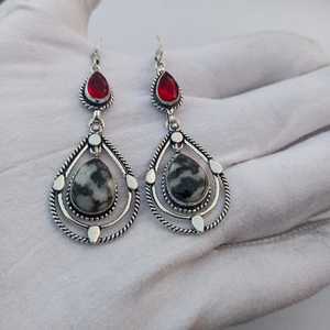 Pendentif en argent sterling 925 plaqué or 18 carats avec garnet jaspe buffle serti clos, fait main, cadeau pour femme, anniversaire - Product Image 3