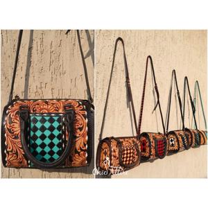 Bolsa de Viaje de Cuero Genuino 100% de Lujo, Nueva, Último Modelo, Hecha a Mano, con Diseño Floral Tallado, Resistente al Agua - Product Image 1