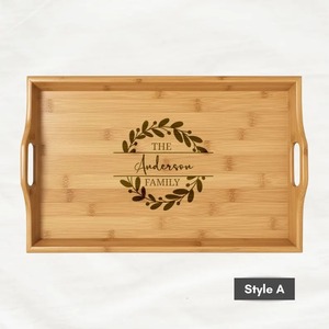 Plateau de service en bois au design moderne, finition polie, poignées robustes, parfait pour servir des repas, des collations, des boissons, décoration intérieure - Product Image 5