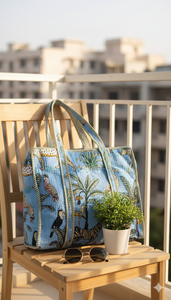 Sac fourre-tout en coton matelassé de couleur unie, style vintage, léger, écologique, grande capacité pour le shopping et les voyages (Origine Rajasthan) - Product Image 1