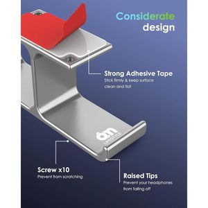 Support de casque en aluminium, conception brevetée, avec vis adhésives puissantes, fixation sur bureau et sur pieds - Catégorie de produit - Product Image 4