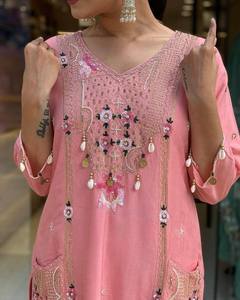 Ensemble Kurta en coton viscose lourd de haute qualité avec vêtements indiens imprimés Dupatta de qualité d'exportation pakistanais Salwar Kameez - Product Image 6