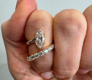 Premium marquise cut open <b>wrap</b> diamond ring featuring contemporary luxury engagement <b>bridal</b> wedding fine jewelry masterpiece - Product Image 1