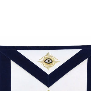 Delantales Masónicos de Alta Calidad, Bordados a Mano y a Máquina con Cinta Morada, Diseño del Ilustro Confraternal de la Maestría en Tela - Product Image 6