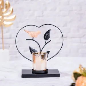 Heart Shape Metal <b>Candle</b> <b>Holder</b> With Bird And Leaves Decor 16 Cm For Valentine'S Day Home Decoration - Product Image 4