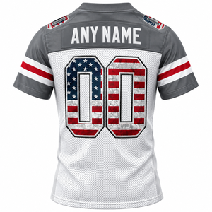 Maillot de football américain pour homme, imprimé drapeau USA, col en V, manches courtes, maille respirante, uniforme personnalisé avec nom et numéro - Product Image 3