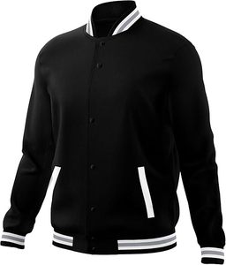 High Quality Men's Varsity Jackets Thin <b>Stand</b> Collar Light <b>Weight</b> Winter Wool Body Leather Sleeve Best Design Plain Fabric Front - Product Image 1