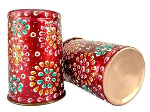 Gobelet à eau en cuivre peint en rouge, motif pétale de lotus, verre à boire multicolore design, tasse décorative réutilisable, cadeau - Product Image 6