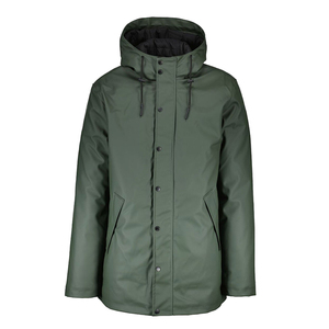 Veste de pluie à capuche pour homme tendance et haut de gamme, vert uni, imperméable, en polyester, manteau d'hiver décontracté avec fermeture à boutons, coupe classique - Product Image 1