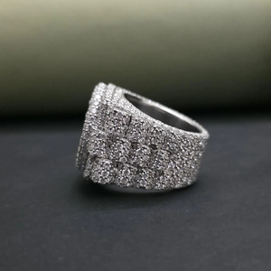 Unisex Men's & Women's <b>Iced</b> Moissanite Cluster <b>Ring</b> 925 Sterling Silver Hip Hop Style Prong Setting Anniversary Engagement Gift - Product Image 3