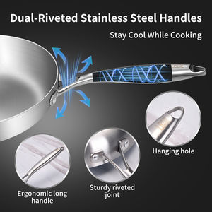 Sartén Redonda de Diseño Moderno, de Acero Inoxidable Grueso y Aluminio, Utensilios de Cocina para Uso en la Cocina - Product Image 6