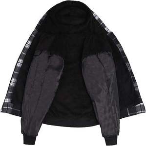 Men's Winter Plaid Fleece Ski Hoodie Sherpa Lined Heavyweight Full Zip Jacket Thermal <b>Tartan</b> Hooded Sweatshirt Outdoor Coat - Product Image 5
